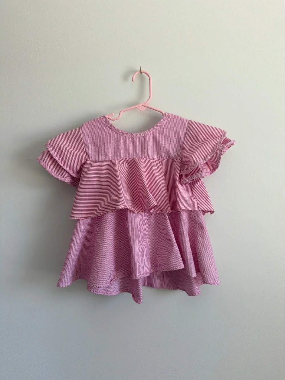 Ruffled Striped Strawberry-Pink 100% Cotton Blouse - Cat and Jack - 5T